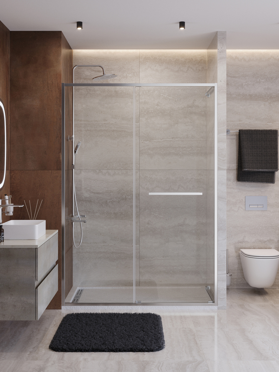 купить Душевая дверь Cezares LUX-B-FS-11-140-C-CR, 140х195, профиль хром, стекло прозрачное 