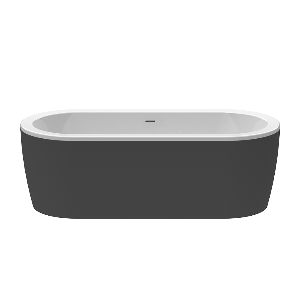 купить Ванна акриловая 180х80 отдельностоящая Cezares SLIM CENTRAL-180-80-60-NERO-SET 