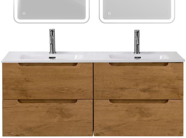 Тумба BelBagno ETNA-1200-4C-SO-2-RN с 2-й раковиной BelBagno BB1200-2-ETL, Rovere Nature