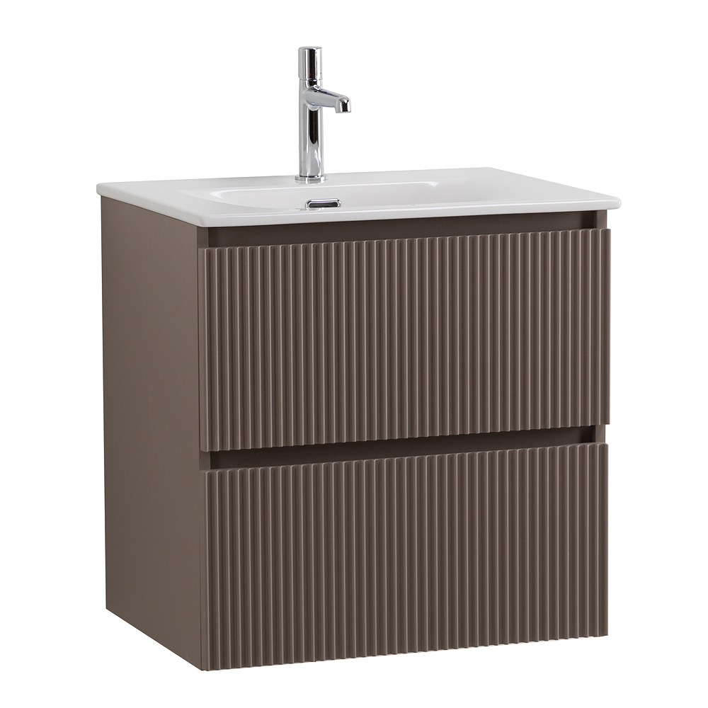 Тумба с раковиной подвесная BelBagno UNO-MINI-600-2C-SO-СO Бежевый матовый, раковина белая BB-8099-3-60