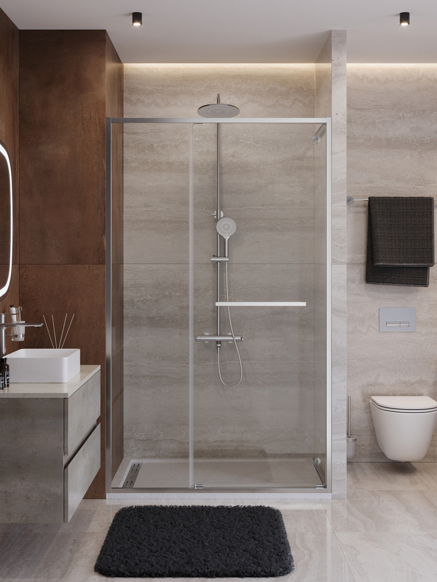 Душевая дверь Cezares LUX-B-FS-11-130-C-CR, 130х195, профиль хром, стекло прозрачное