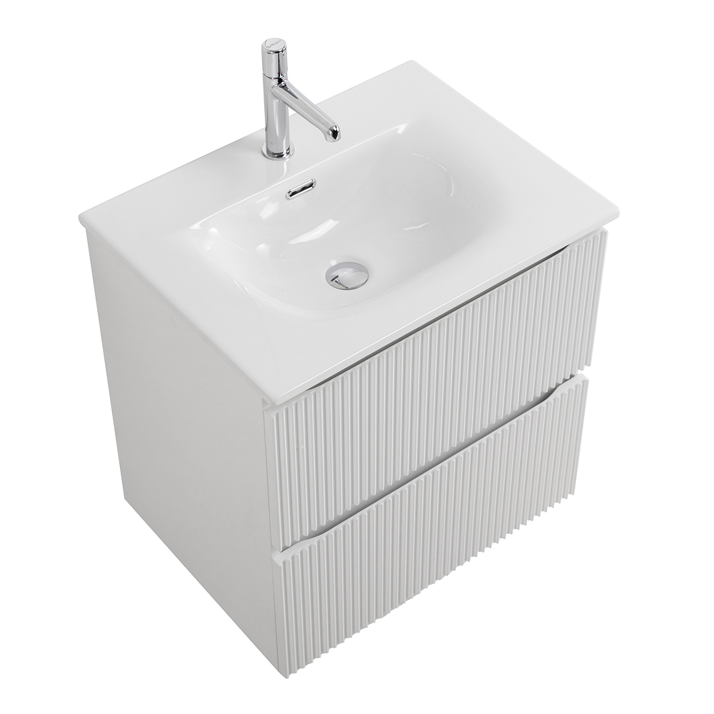 Тумба с раковиной подвесная BelBagno UNO-600-2C-SO-BO Bianco Opaco, раковина белая BB-8099-60