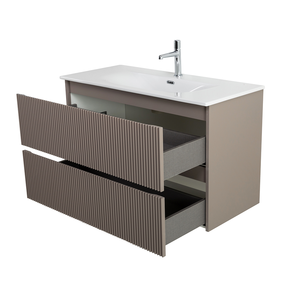 Тумба с раковиной подвесная BelBagno UNO-1000-2C-SO-СO Бежевый матовый, раковина белая BB-8099-100