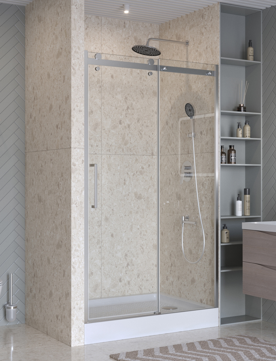 купить Душевая дверь шириной 111см BelBagno MARINO-2-BF-1-110-C-CR профиль хром, стекло прозрачное 