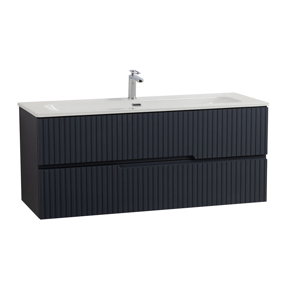 Тумба подвесная CEZARES DUET-N-1200-2C-SO-GR-P с раковиной CZR-8073-120, графит 