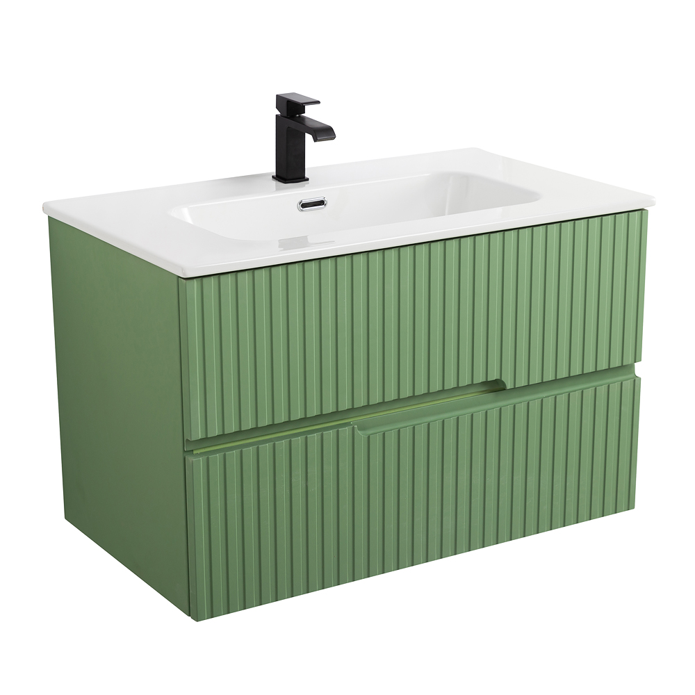 Тумба подвесная CEZARES DUET-N-800-2C-SO-PS-P с раковиной CZR-8095-80, фисташковый софт