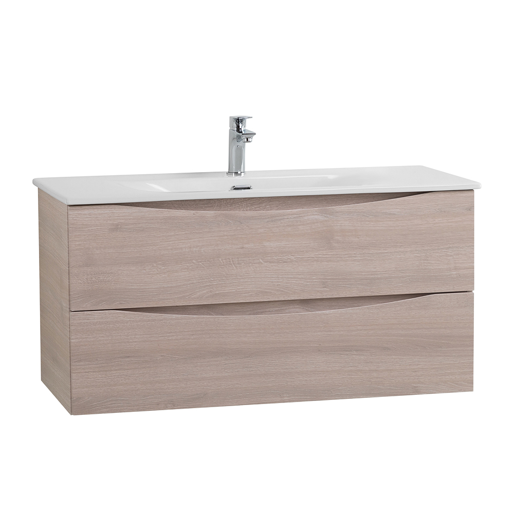 Тумба с раковиной подвесная BelBagno MARINO-CER-MINI-1000-2C-SO-RG-P Rovere Grigio, раковина белая BB-8099-3-100