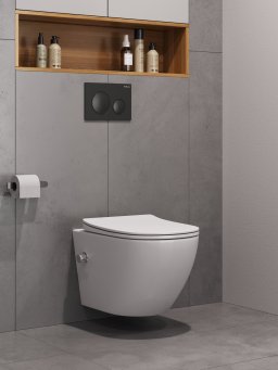 Унитаз подвесной безободковый с сиденьем и функцией биде TORNADO BelBagno MARINO-TOR BB7026CH-TOR-BS/SC