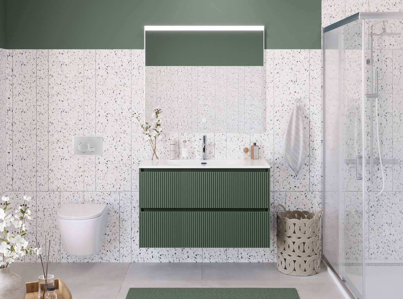 Тумба с раковиной подвесная BelBagno UNO-MINI-900-2C-SO-VO Еловый матовый, раковина белая BB-8099-3-90