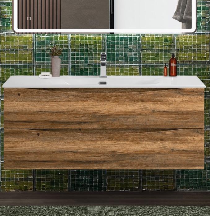 Тумба с раковиной подвесная BelBagno MARINO-CER-N-1200-2C-SO-RR-P Rovere Rustico, раковина белая BB-8099-120