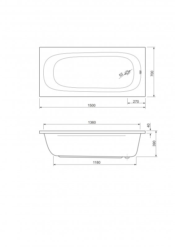 Акриловая ванна Cezares PIAVE-150-70-42-W37