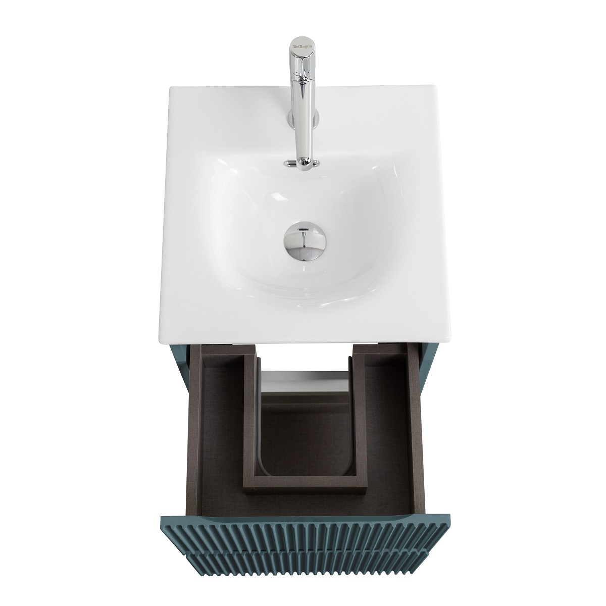 Тумба с раковиной подвесная BelBagno UNO-MINI-400-2C-SO-AO Голубой матовый, раковина белая BB-8099-3-40