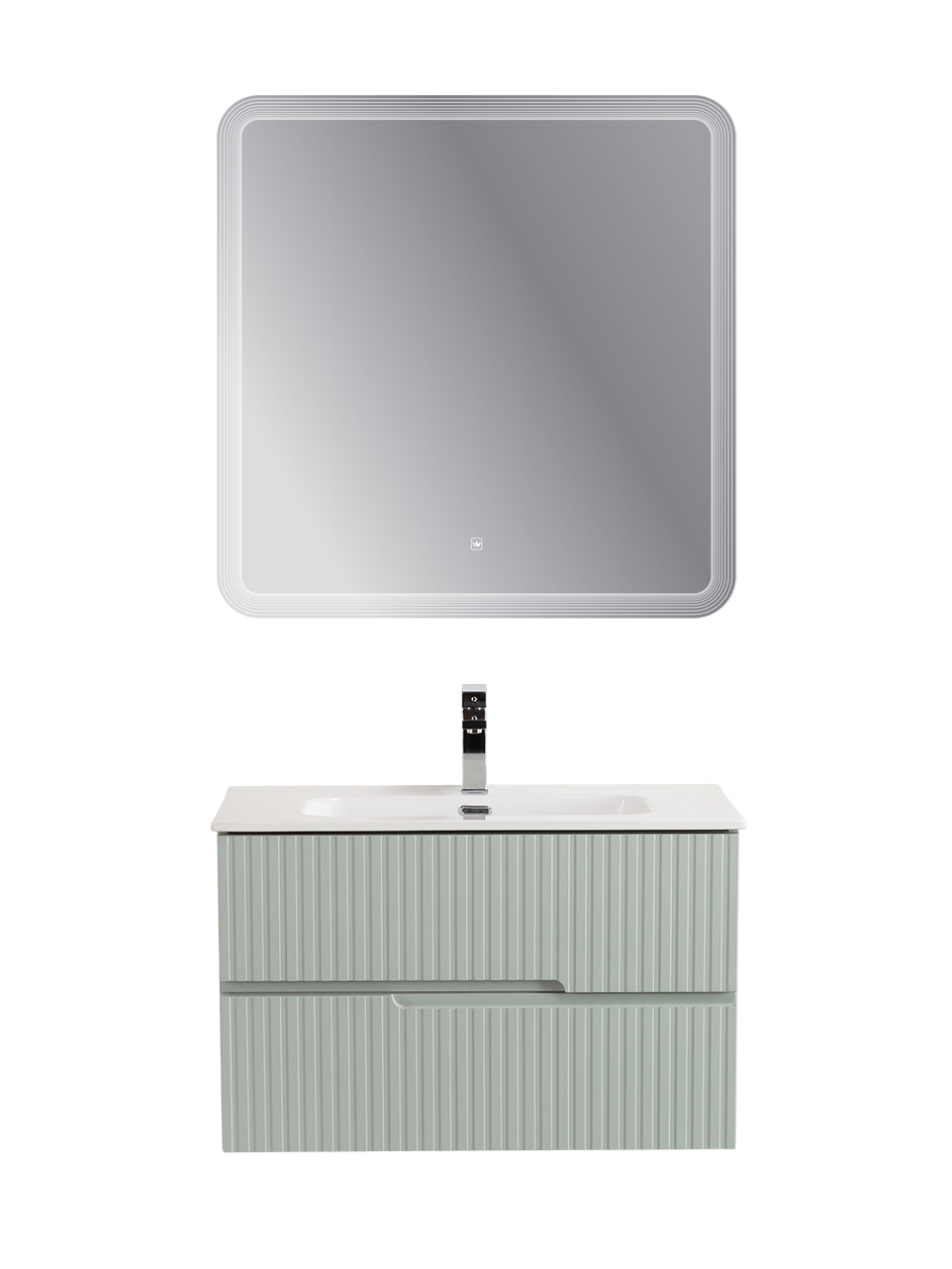 Тумба подвесная CEZARES DUET-N-800-2C-SO-VPR-P с раковиной CZR-8095-80, зеленый жемчужный