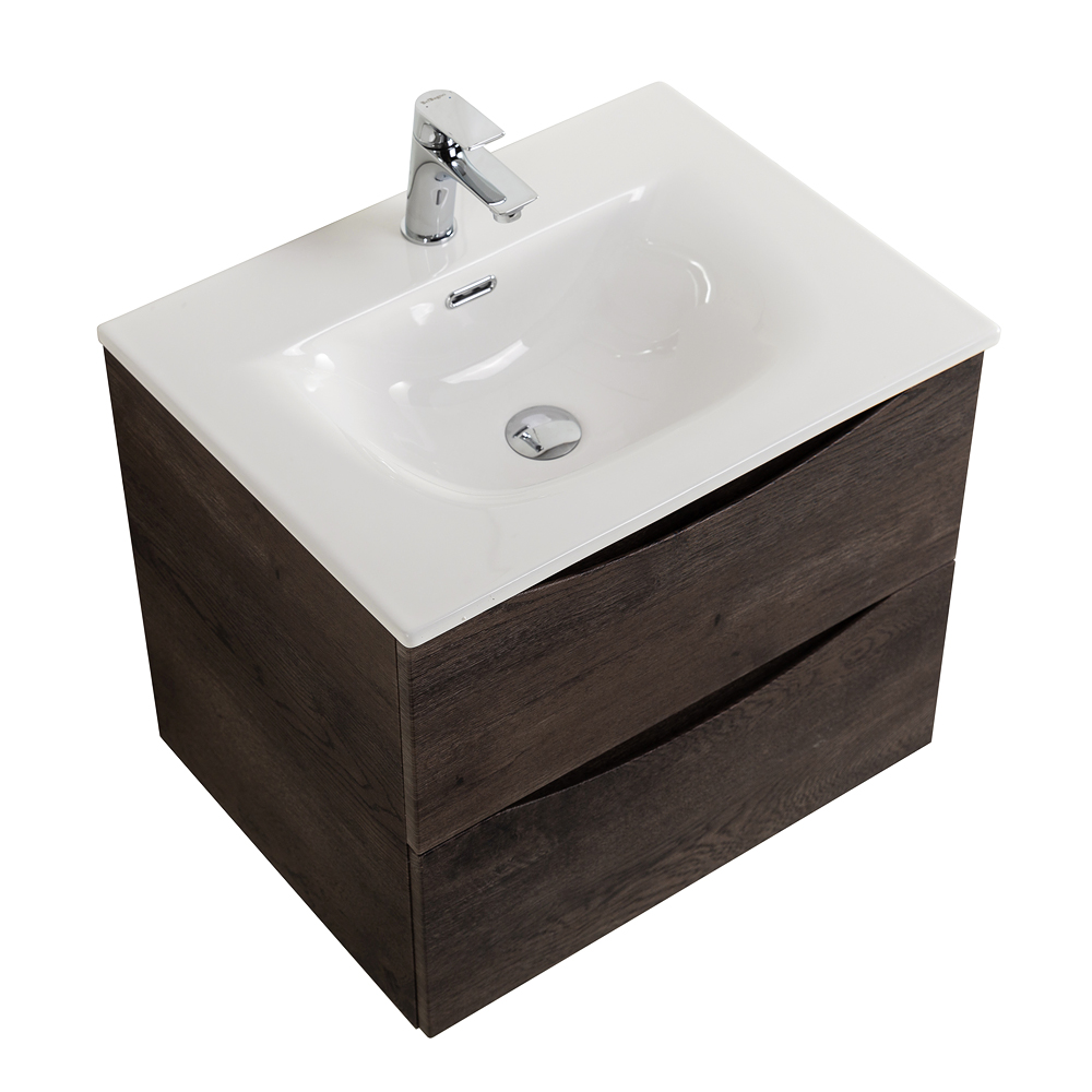 Тумба с раковиной подвесная BelBagno MARINO-CER-MINI-600-2C-SO-RNG-P Rovere Nature Grigio, раковина белая BB-8099-3-60