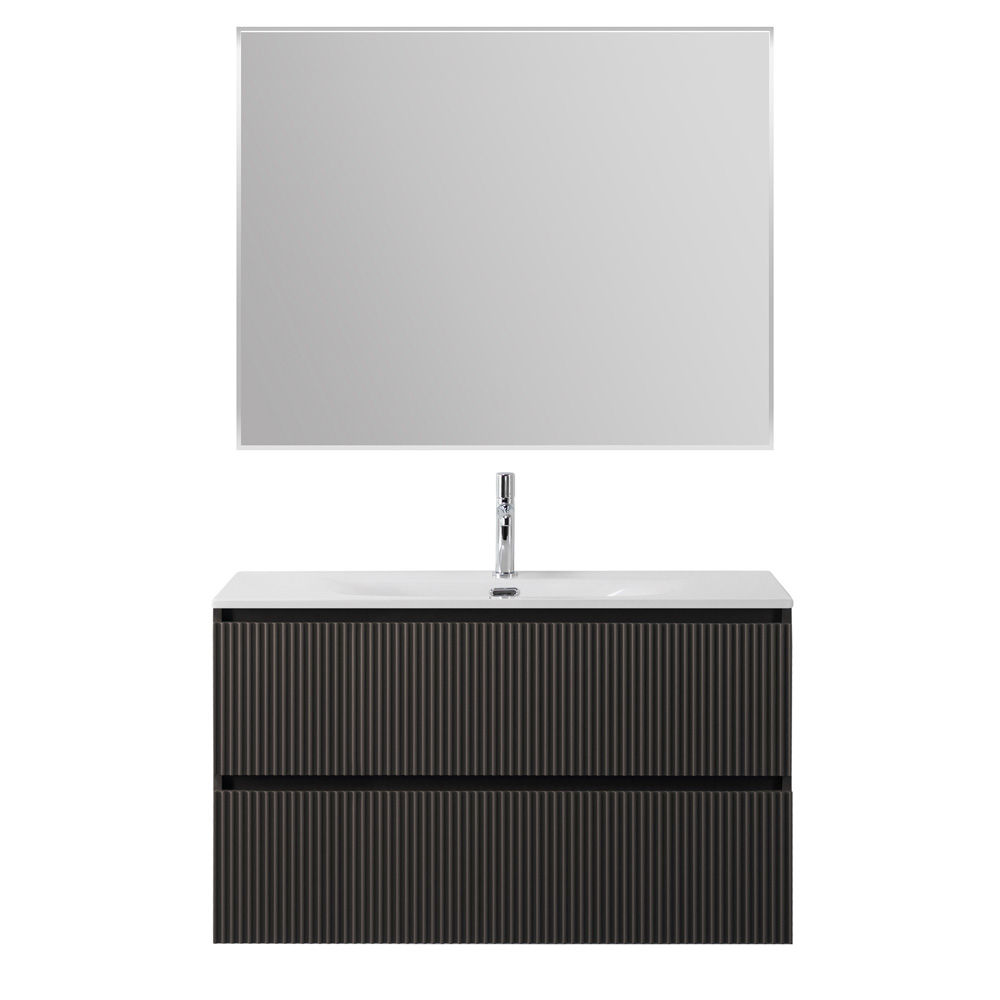 Тумба с раковиной подвесная BelBagno UNO-MINI-1000-2C-SO-GSO Темно-Серый матовый, раковина белая BB-8099-3-100