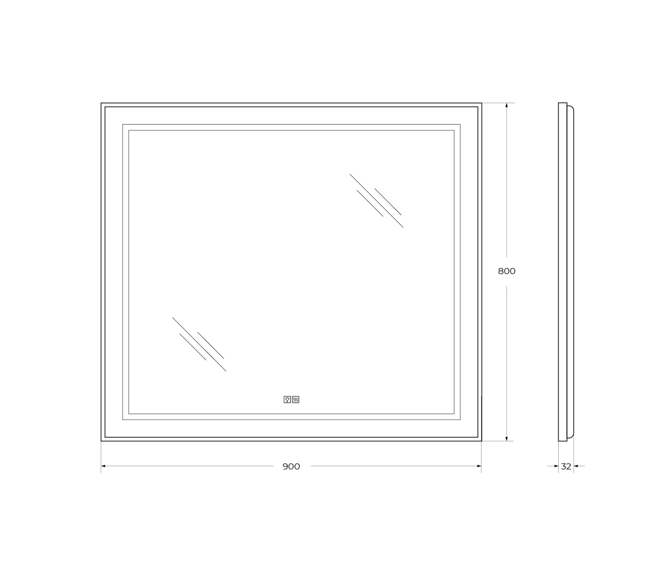 Зеркало BelBagno SPC-KRAFT-900-800-LED-TCH-WARM-NERO