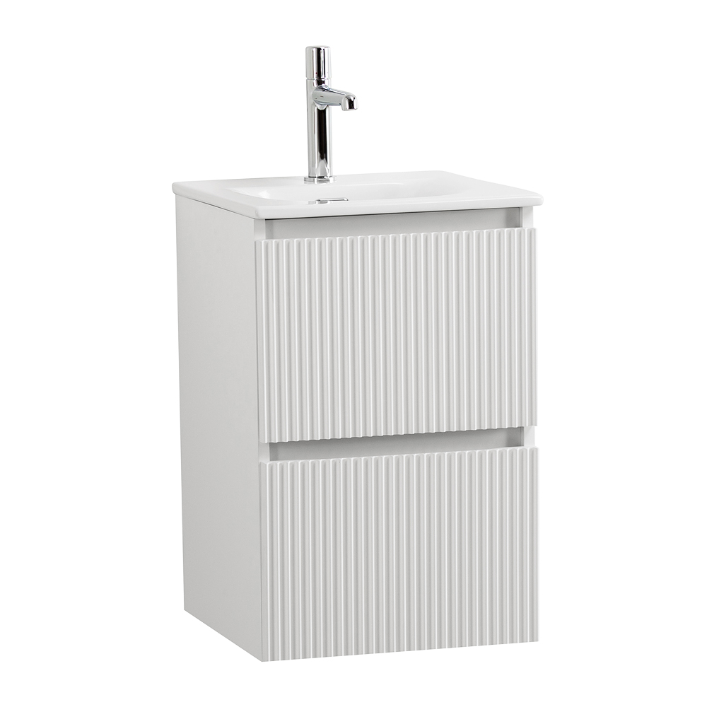 Тумба с раковиной подвесная BelBagno UNO-MINI-400-2C-SO-BO Bianco Opaco, раковина белая BB-8099-3-40