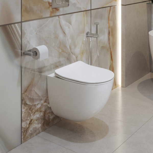 купить Унитаз подвесной безободковый с сиденьем и смывом TORNADO BelBagno AMANDA-TOR BB051CH-TOR-FC/SC 