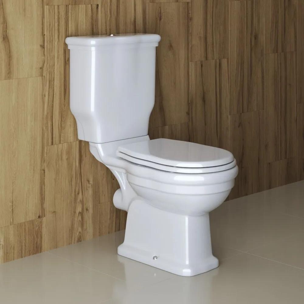 купить Унитаз компакт безободковый с сиденьем P-trap BelBagno BOHEME BB115CPR + BB115T 