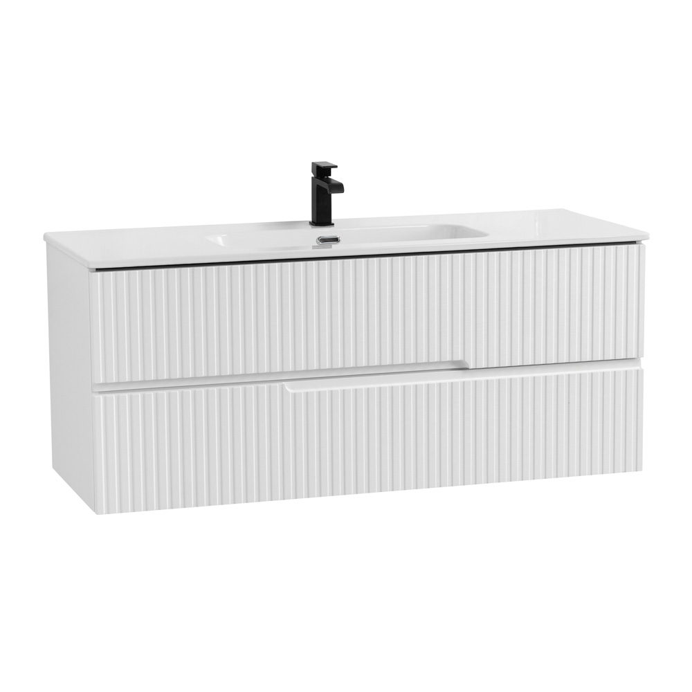Тумба подвесная CEZARES DUET-N-1200-2C-SO-BO с раковиной CZR-8095-120, белый матовый