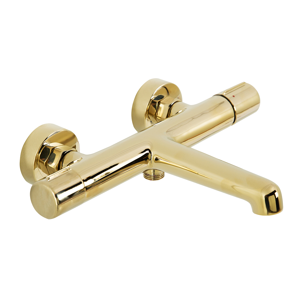 Смеситель для ванны и душа BelBagno UNO-VASM/DFS-ORO в комплекте с ручным душем, шлангом и держателем.