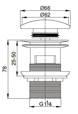 Донный клапан Cezares с системой Клик-клак с переливом с белой керамической крышкой CZR-SAT7-Bi