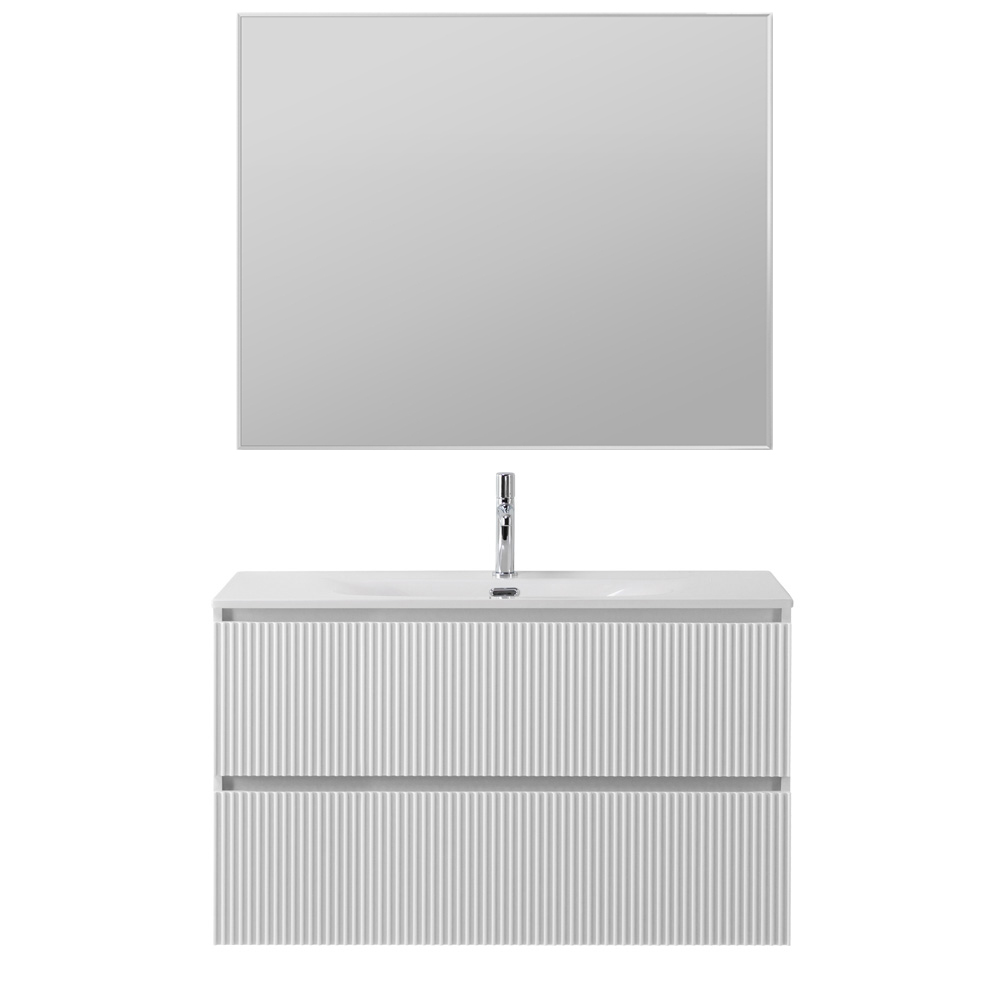 Тумба с раковиной подвесная BelBagno UNO-MINI-900-2C-SO-BO Bianco Opaco, раковина белая BB-8099-3-90