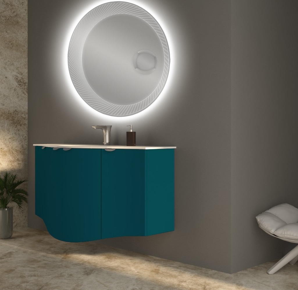 Мебель для ванной комнаты CEZARES RIALTO 136 см одна чаша Blu petrolio  55172 +  55175 +  55178