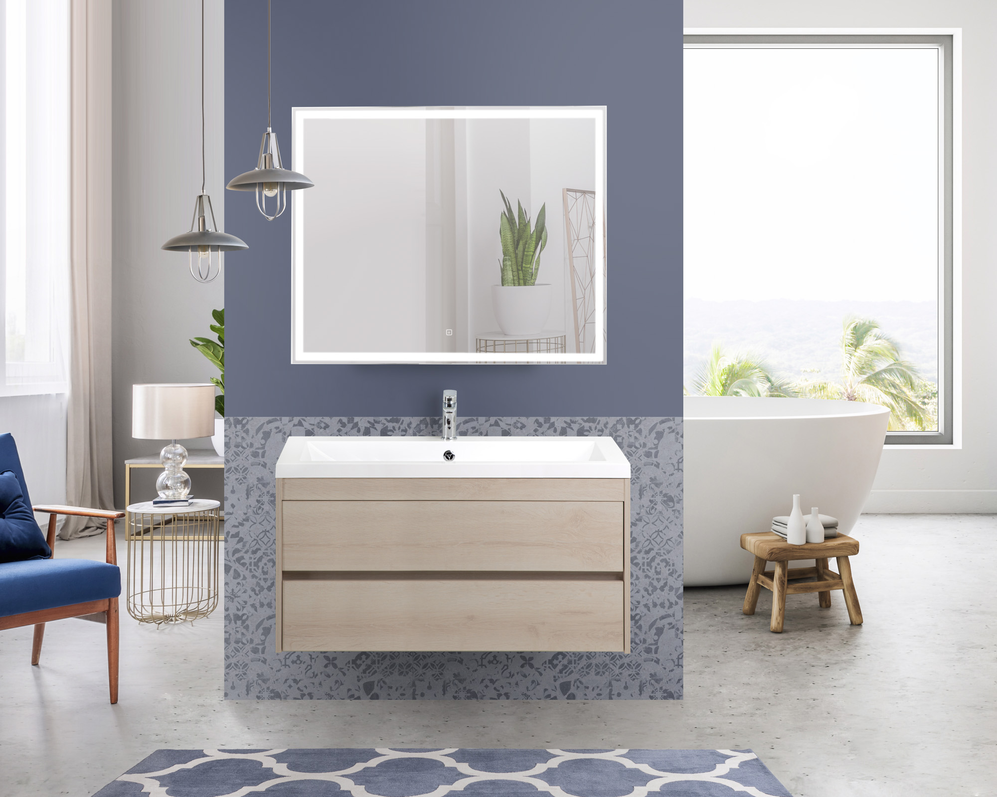 купить Мебель для ванной комнаты подвесная ART&MAX Family 100 см Pino Bianco 