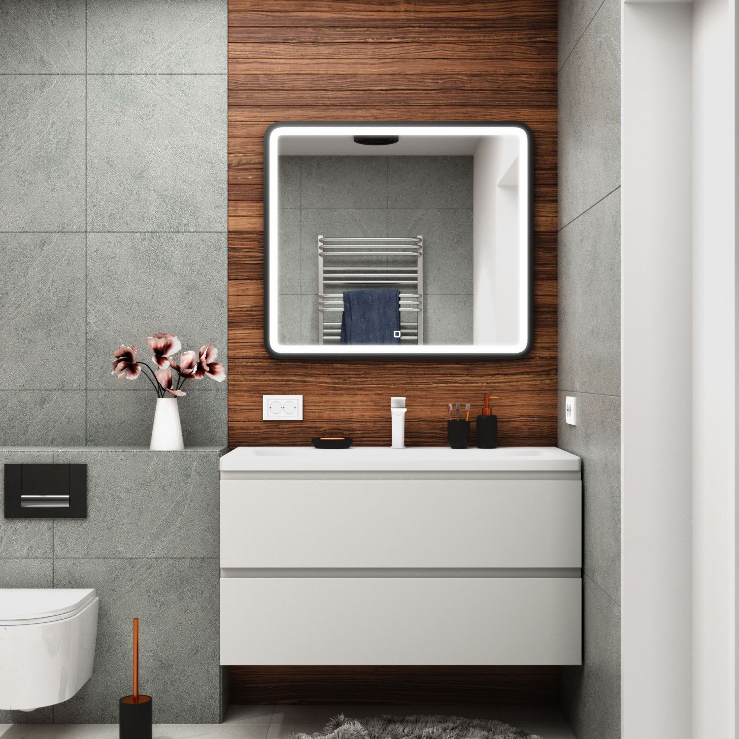 Мебель для ванной комнаты подвесная ART&MAX BIANCHI 90 см Белый Глянцевый