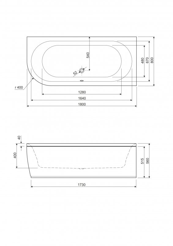 Акриловая ванна Cezares METAURO CORNER-180-80-40-R-W37
