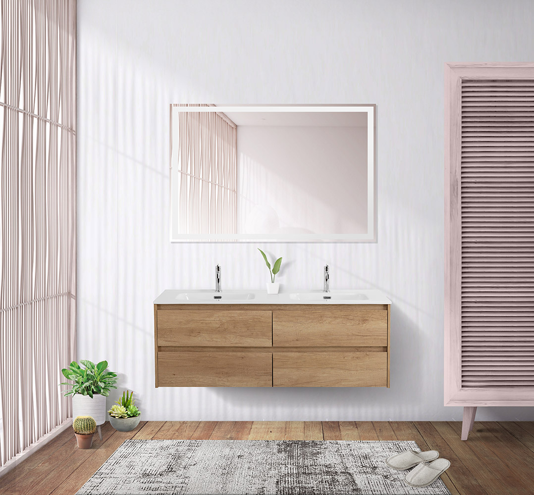 Тумба BelBagno KRAFT-1200-4C-SO-2-RNN с 2-й раковиной BelBagno BB1200-2-ETL, Rovere Nebrasca Nature