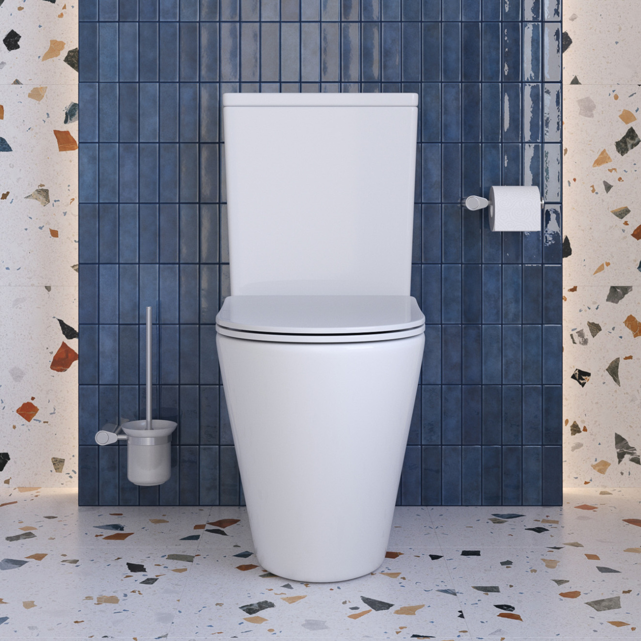 Унитаз-компакт безободковый с сиденьем и смывом TORNADO BelBagno FLAY-R BB2149CP-TOR/SC + BB2149T