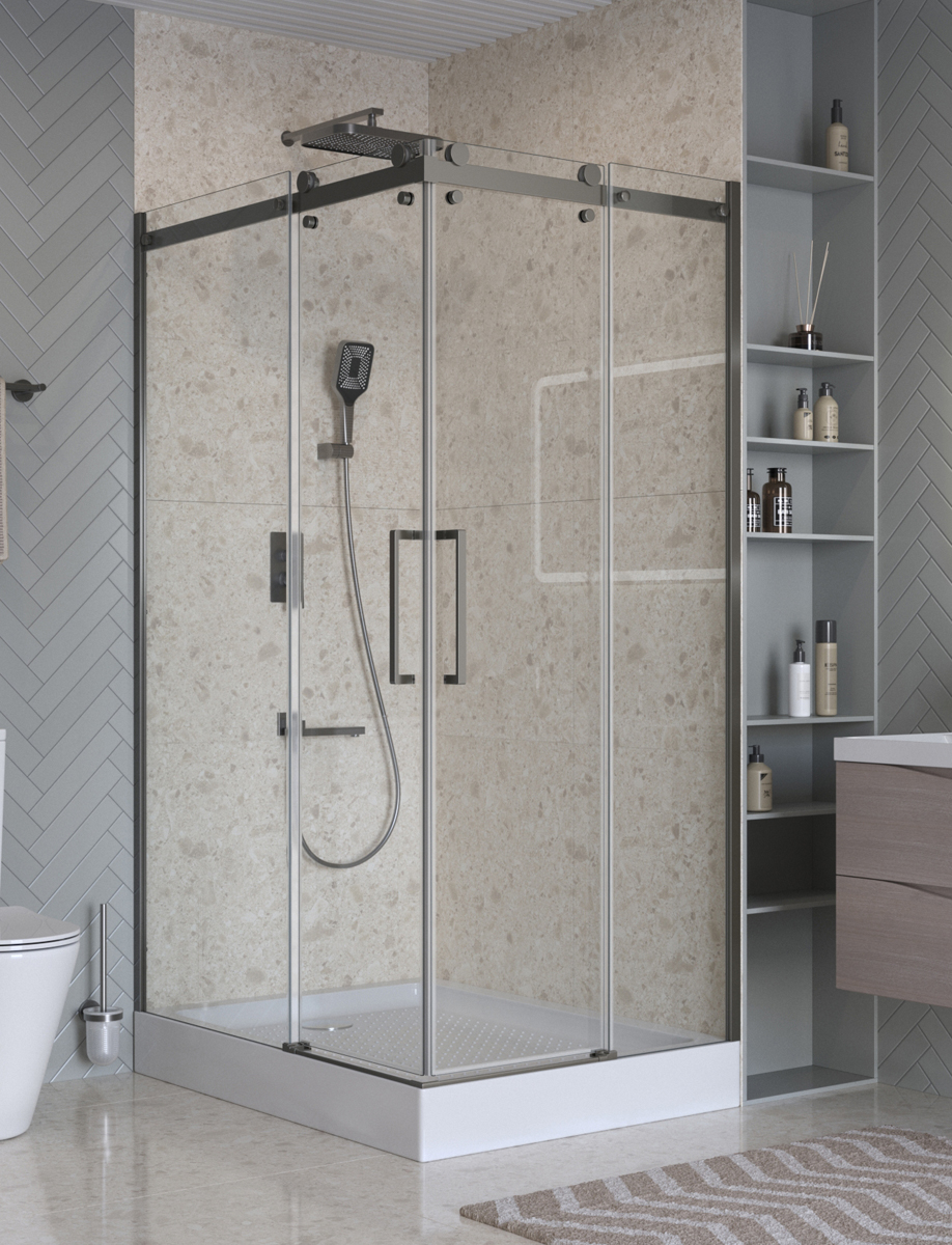 купить Душевой уголок 120х90см BelBagno MARINO-2-AH-2-120/90-C-GM профиль оружейная сталь, стекло прозрачное 