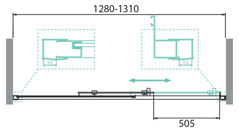 Дверь в проём BelBagno DUE-BF-1-130-C-Cr