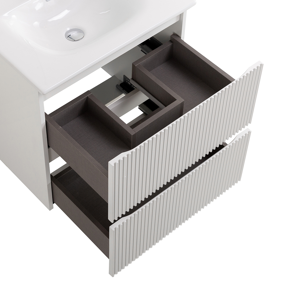 Тумба с раковиной подвесная BelBagno UNO-MINI-700-2C-SO-BO Bianco Opaco, раковина белая BB-8099-3-70