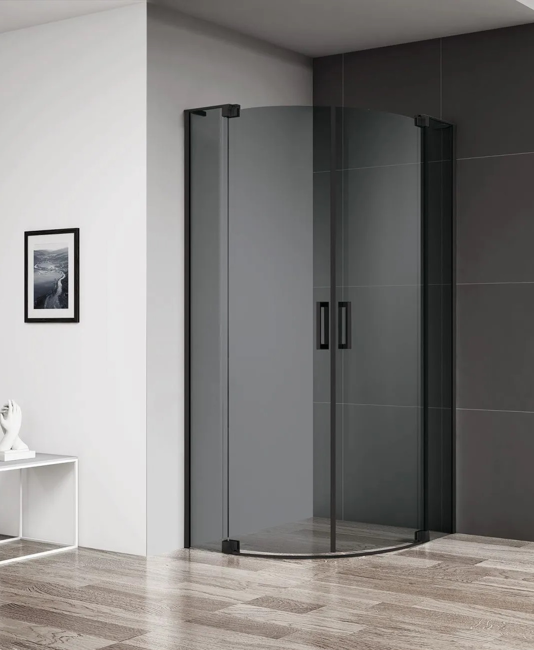 Душевой уголок Cezares SLIDER-R-2-80/90-GRIGIO-NERO