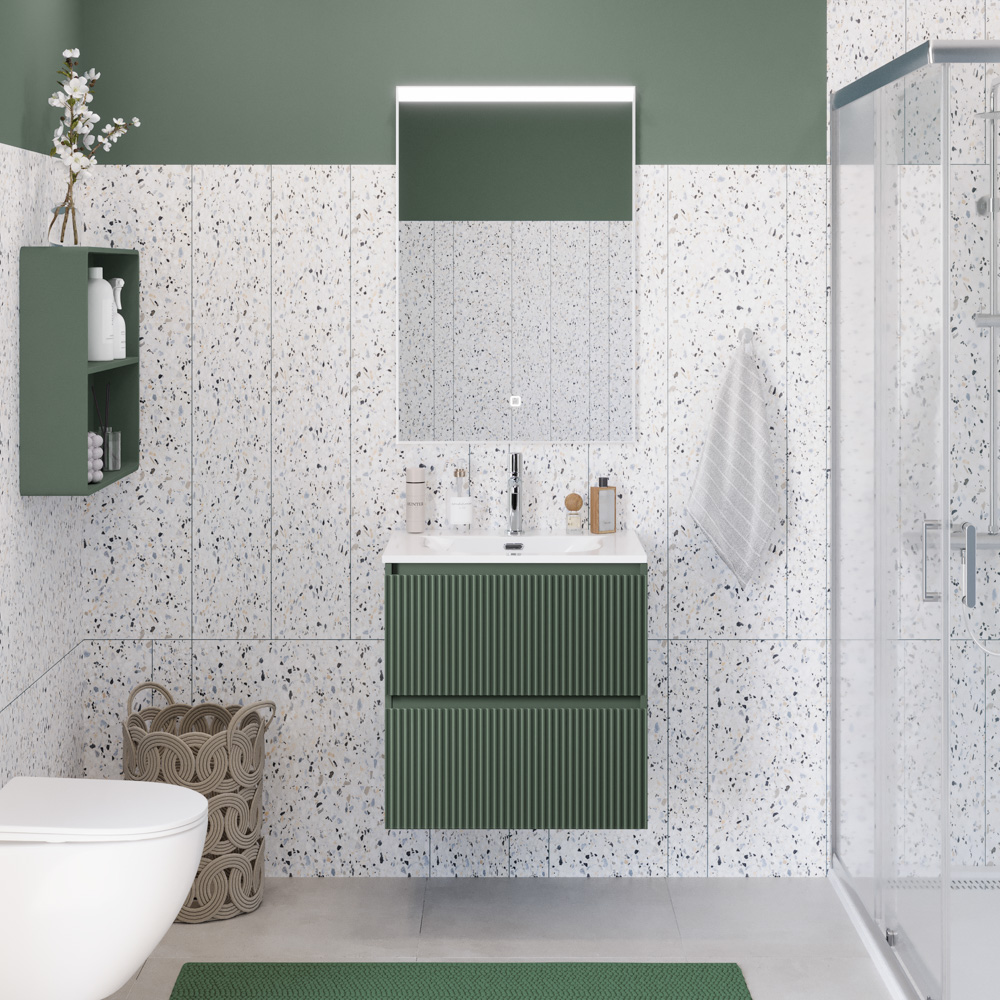 Тумба с раковиной подвесная BelBagno UNO-MINI-500-2C-SO-VO Еловый матовый, раковина белая BB-8099-3-50