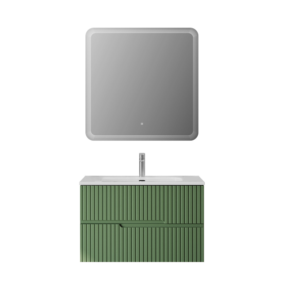 Тумба подвесная CEZARES DUET-N-800-2C-SO-PS-P с раковиной CZR-8095-80, фисташковый софт