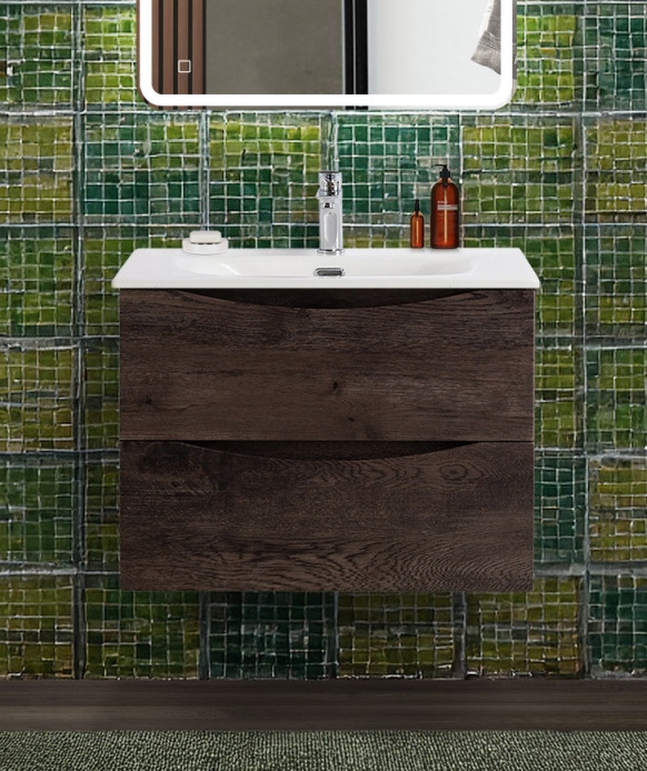 купить Тумба с раковиной подвесная BelBagno MARINO-CER-N-700-2C-SO-RNG-P Rovere Nature Grigio, раковина белая BB-8099-70 