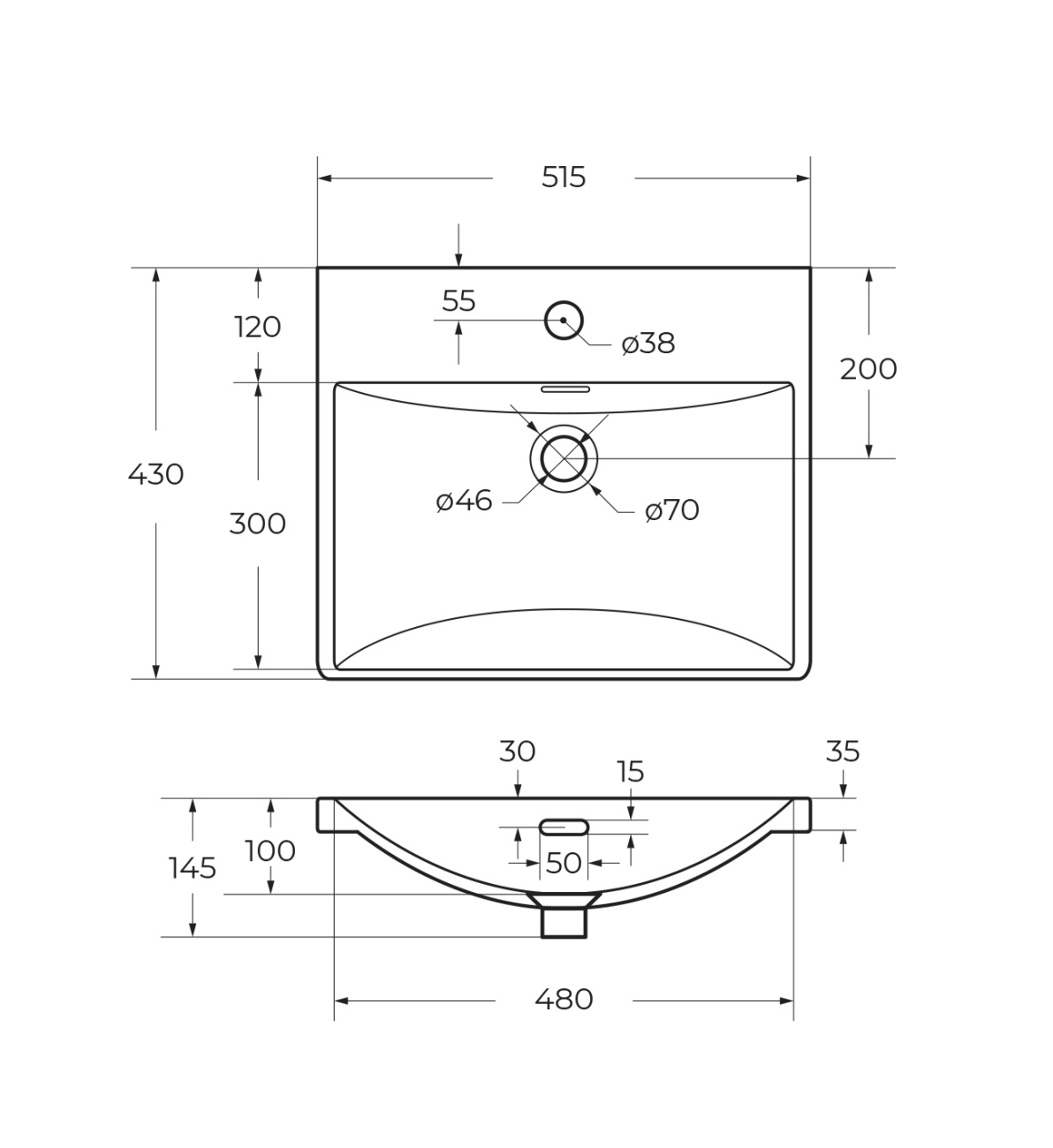 Подвесная тумба с раковиной Belbagno DUE 50 см Noce DUE-500-2C-SO-NOCE-P + BB-8076-3-50