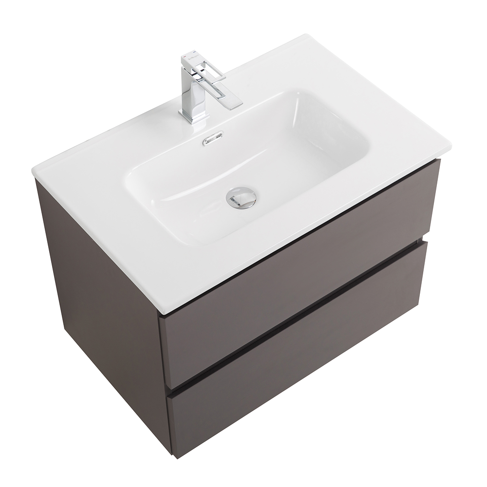 Тумба с раковиной подвесная BelBagno KRAFT-700-2C-SO-GSO Темно-Серый матовый, раковина белая BB700ETL