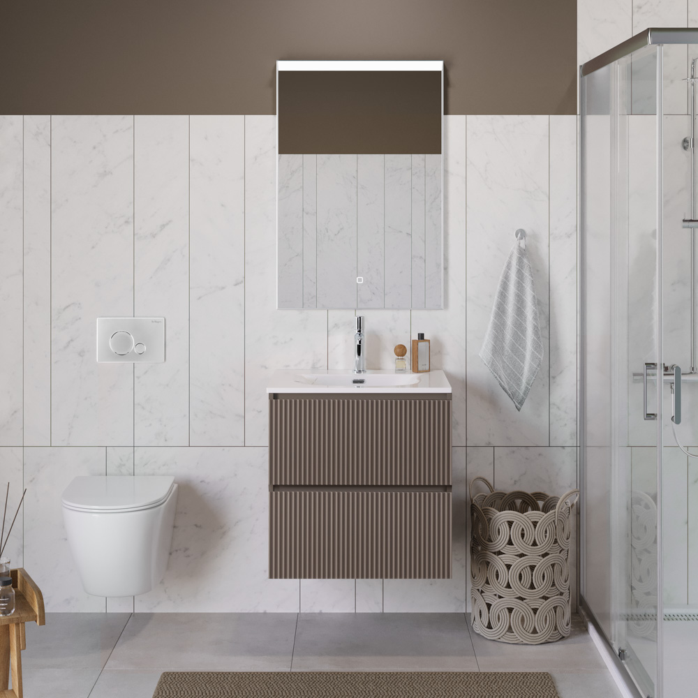 Тумба с раковиной подвесная BelBagno UNO-700-2C-SO-CO Бежевый матовый, раковина белая BB-8099-70