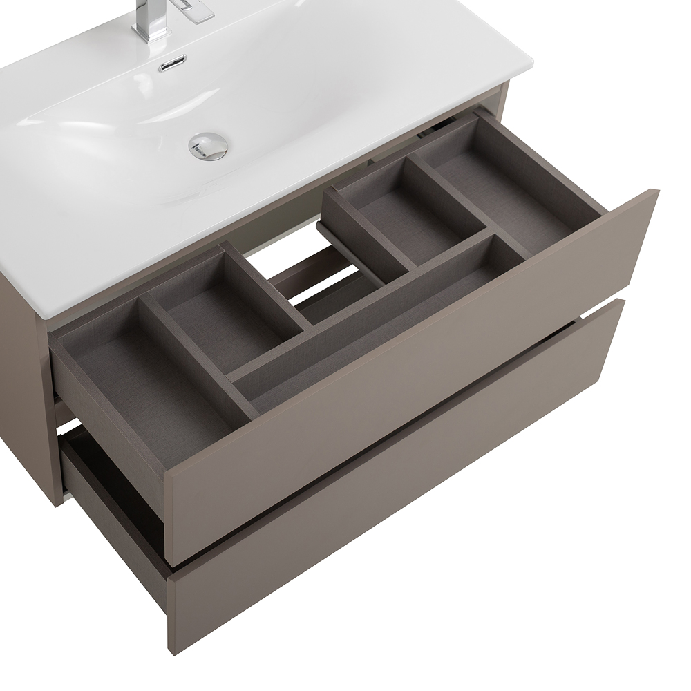 Тумба с раковиной подвесная BelBagno KRAFT-800-2C-SO-CO Бежевый матовый, раковина белая BB-8099-80