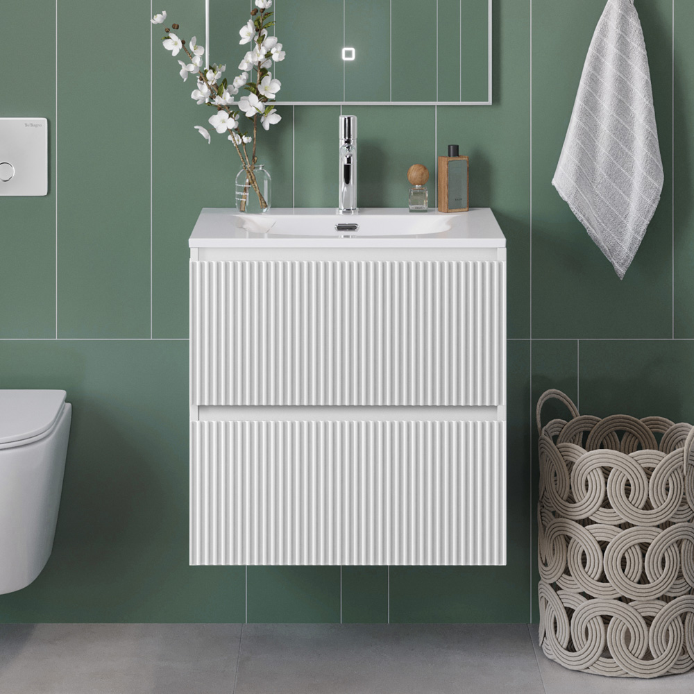 купить Тумба с раковиной подвесная BelBagno UNO-MINI-500-2C-SO-BO Bianco Opaco, раковина белая BB-8099-3-50 