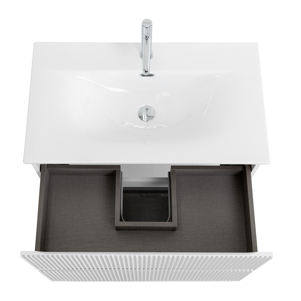Тумба с раковиной подвесная BelBagno UNO-900-2C-SO-BO Bianco Opaco, раковина белая BB-8099-90