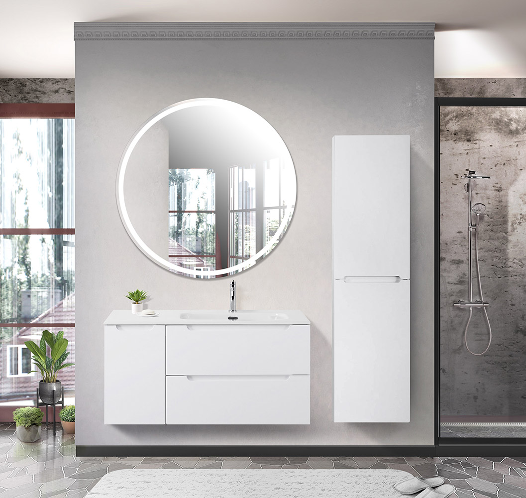 Подвесная тумба с раковиной BelBagno ETNA 100 Bianco Lucido правая, ETNA-1000-2C-1A-SO-BL-R + BB1000ETL-R