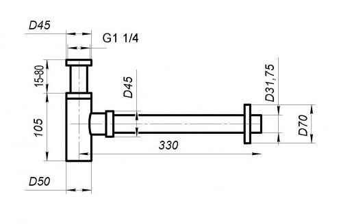 Сифон BelBagno BB-SMT2-GM Оружейная сталь