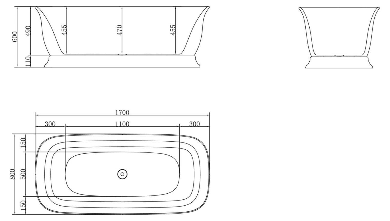 Ванна акриловая отдельностоящая BelBagno BB400-1700-800