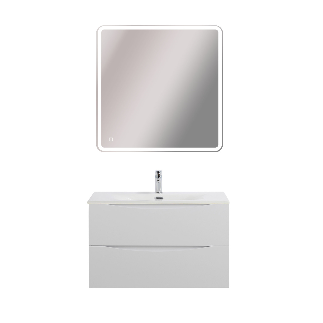 Тумба с раковиной подвесная BelBagno MARINO-CER-N-800-2C-SO-BO-P Bianco Opaco, раковина белая BB-8099-80